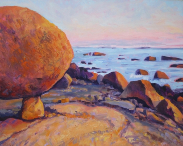 Rocky beach oil painting