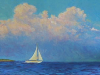 sailboat oil painting, Buzzards Bay