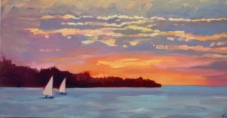 sailboat sunset painting