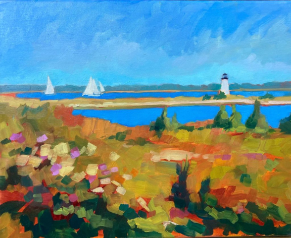 Edgartown Lighthouse oil painting