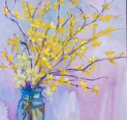 forsythia oil painting