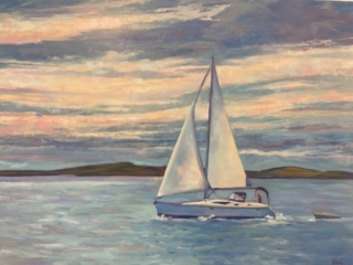 sailboat painting oil and cold wax