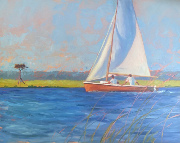 sailing on the Westport River oil painting
