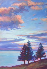 oil painting sunset at Great Hill estate Marion